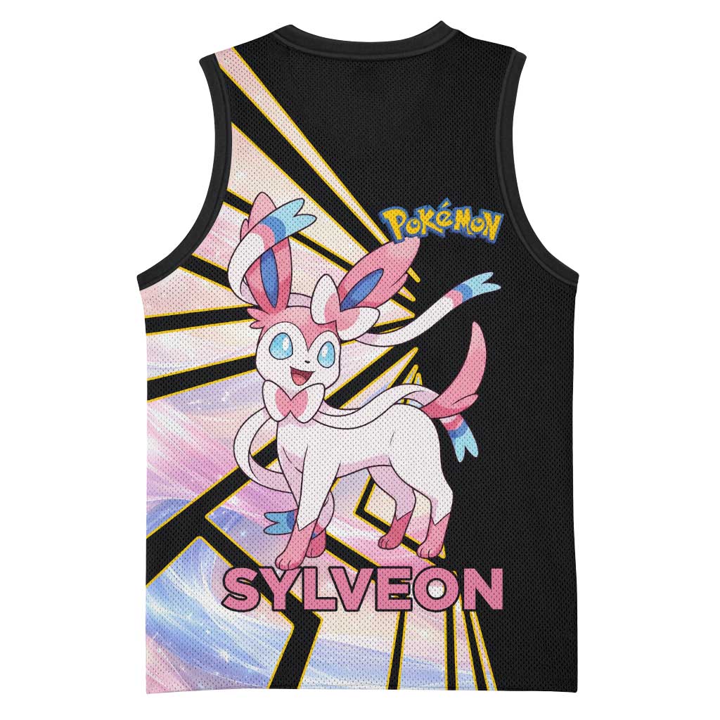 Sylveon Poké Basketball Jersey Pastel Ribbon Comic Style