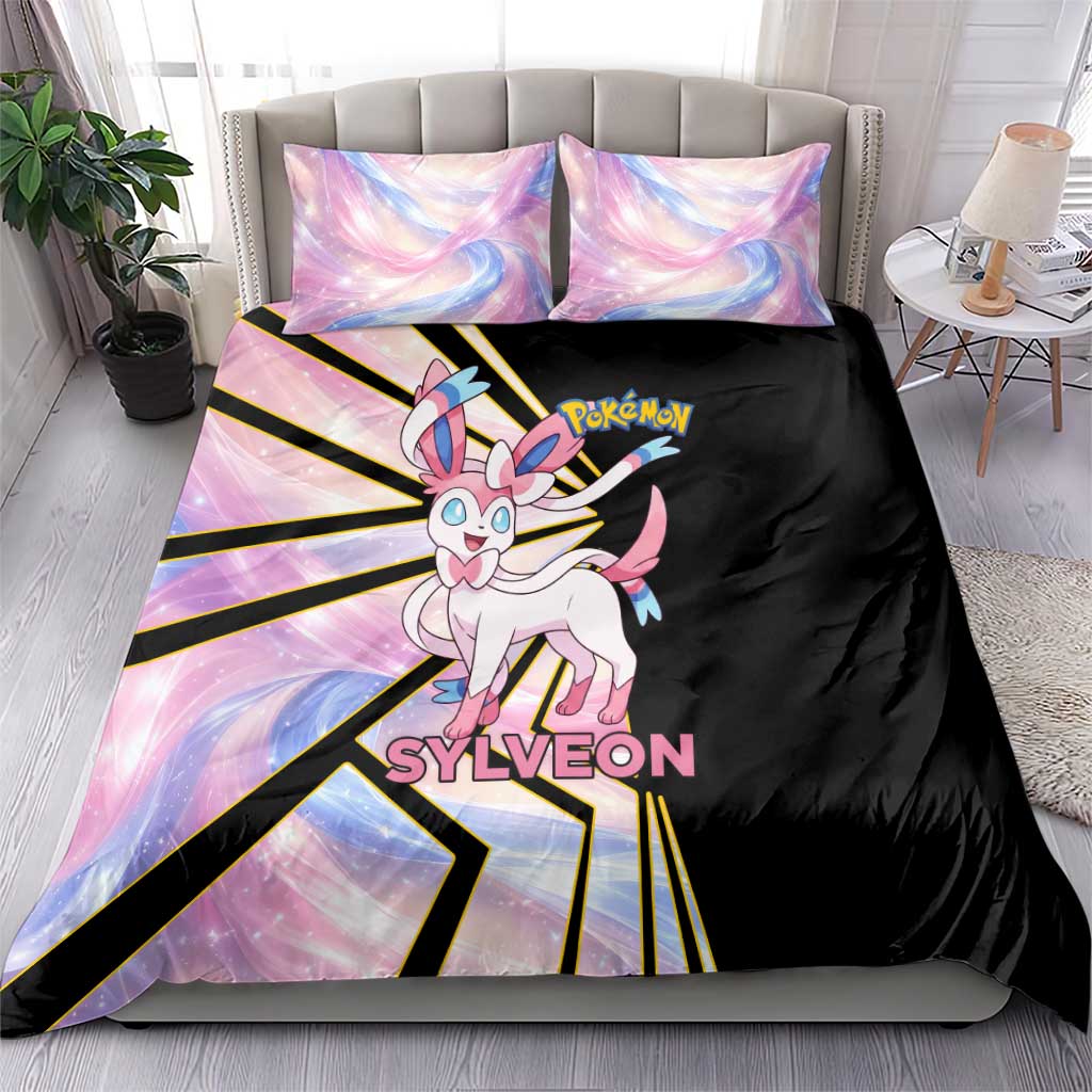 Sylveon Poké Bedding Set Pastel Ribbon Comic Style