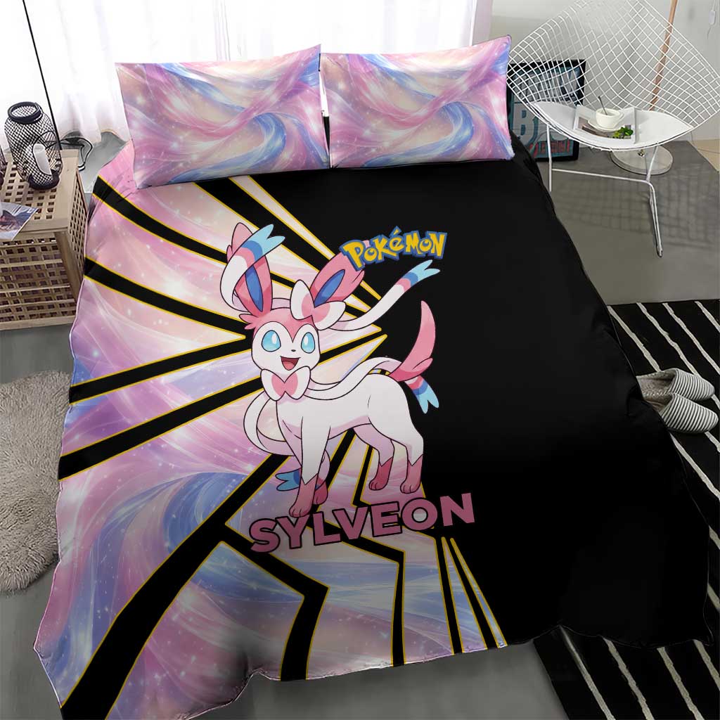 Sylveon Poké Bedding Set Pastel Ribbon Comic Style