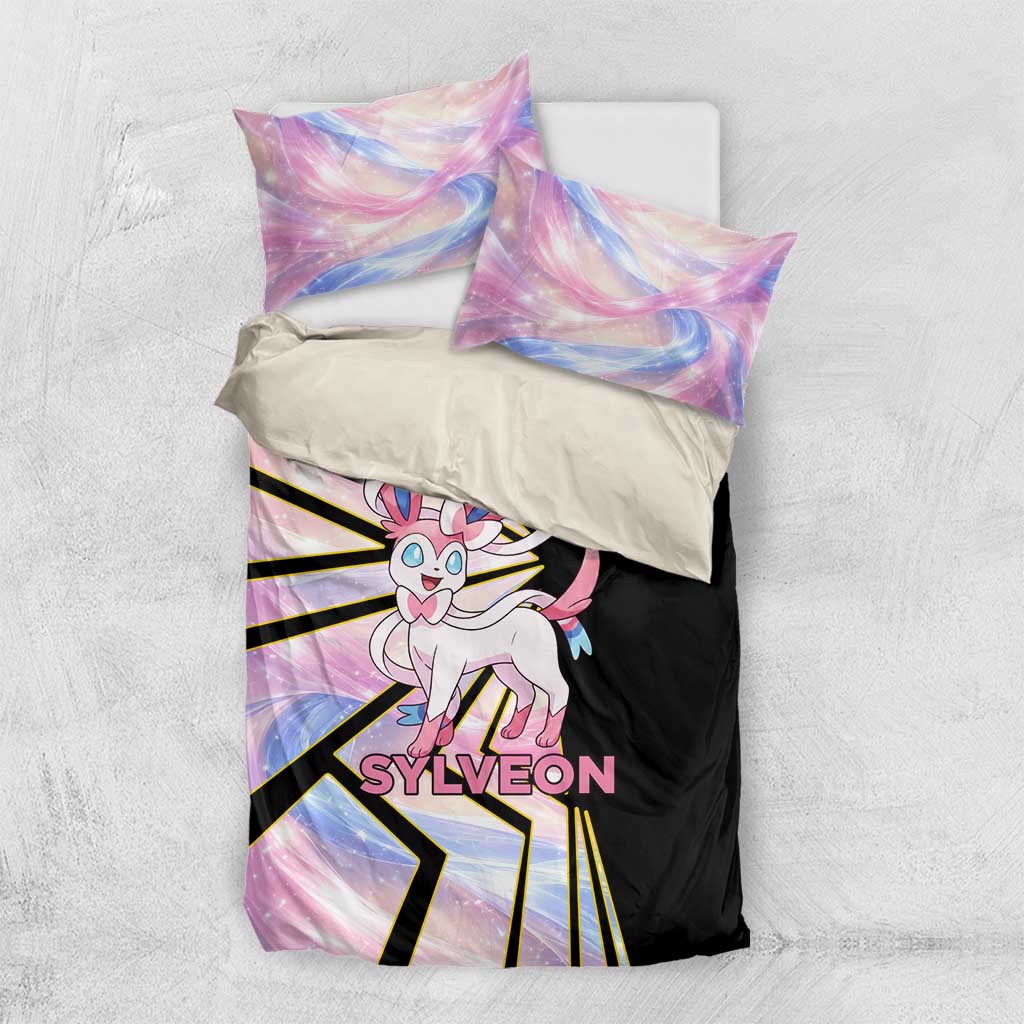 Sylveon Poké Bedding Set Pastel Ribbon Comic Style
