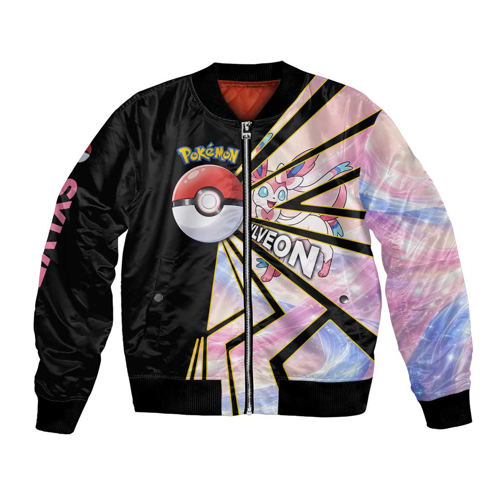 Sylveon Poké Bomber Jacket Pastel Ribbon Comic Style
