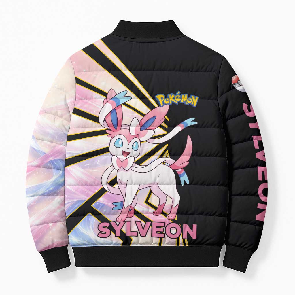 Sylveon Poké Bomber Puffer Jacket Pastel Ribbon Comic Style