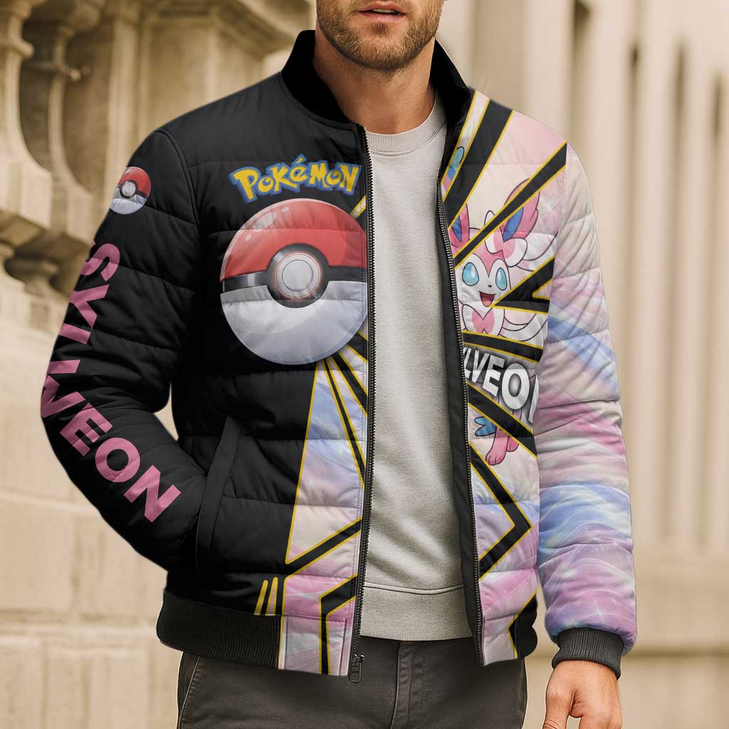 Sylveon Poké Bomber Puffer Jacket Pastel Ribbon Comic Style