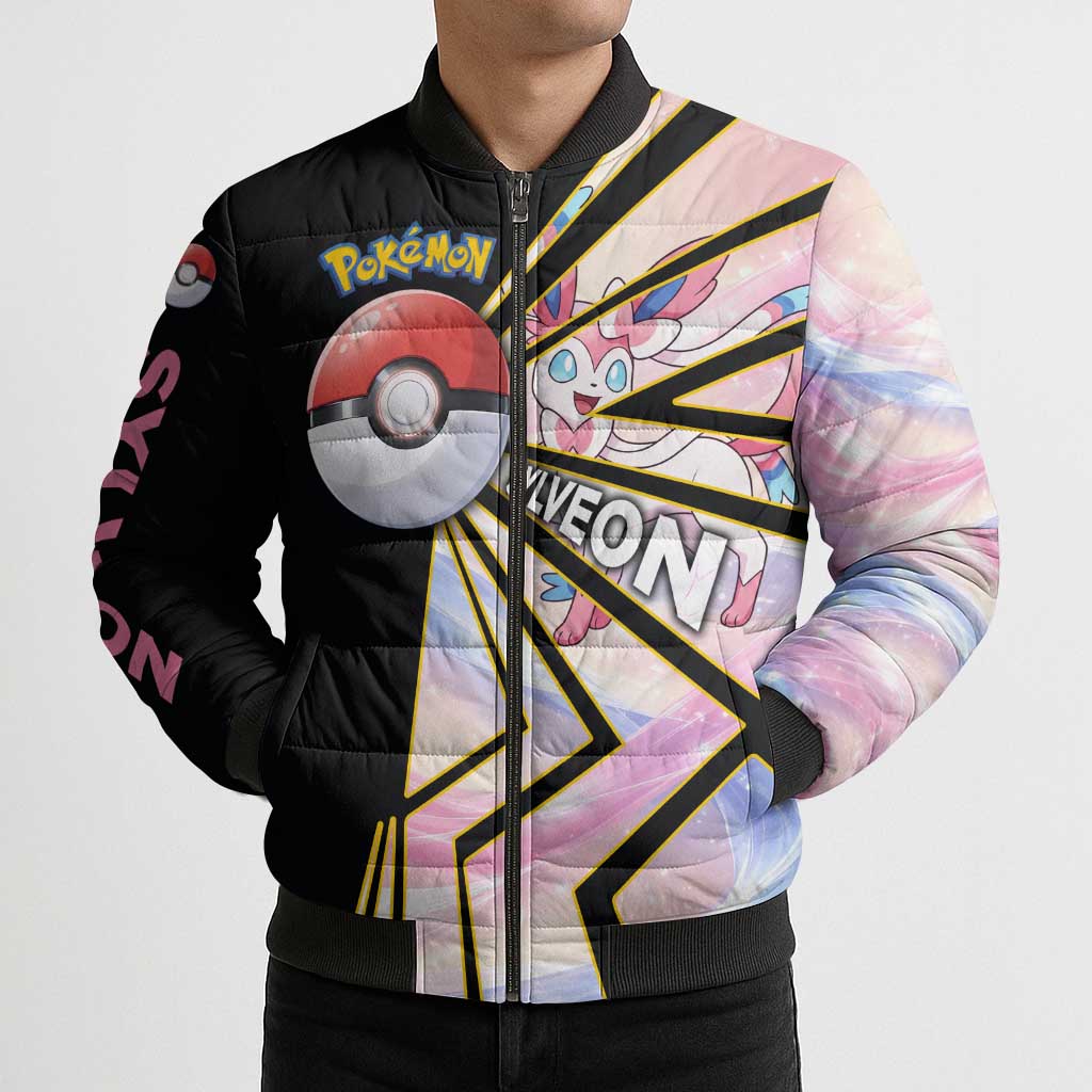 Sylveon Poké Bomber Puffer Jacket Pastel Ribbon Comic Style