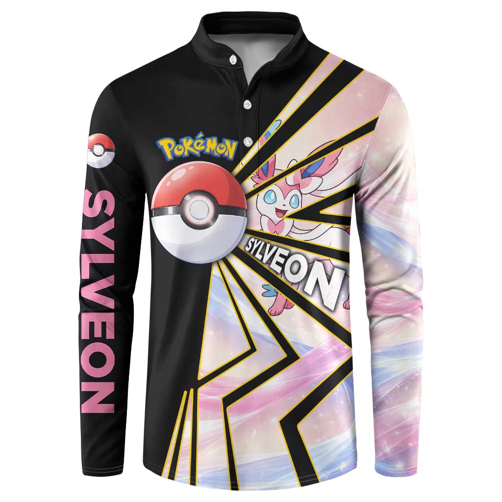 Sylveon Poké Button Sweatshirt Pastel Ribbon Comic Style
