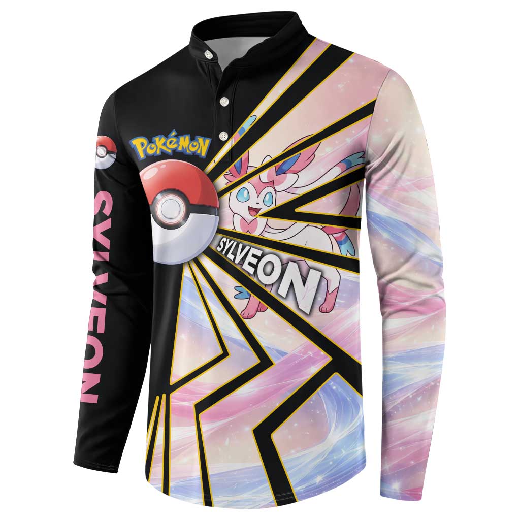 Sylveon Poké Button Sweatshirt Pastel Ribbon Comic Style