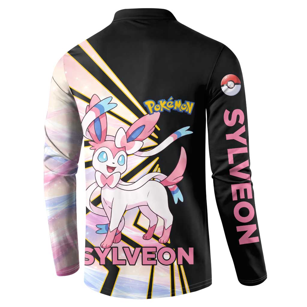 Sylveon Poké Button Sweatshirt Pastel Ribbon Comic Style