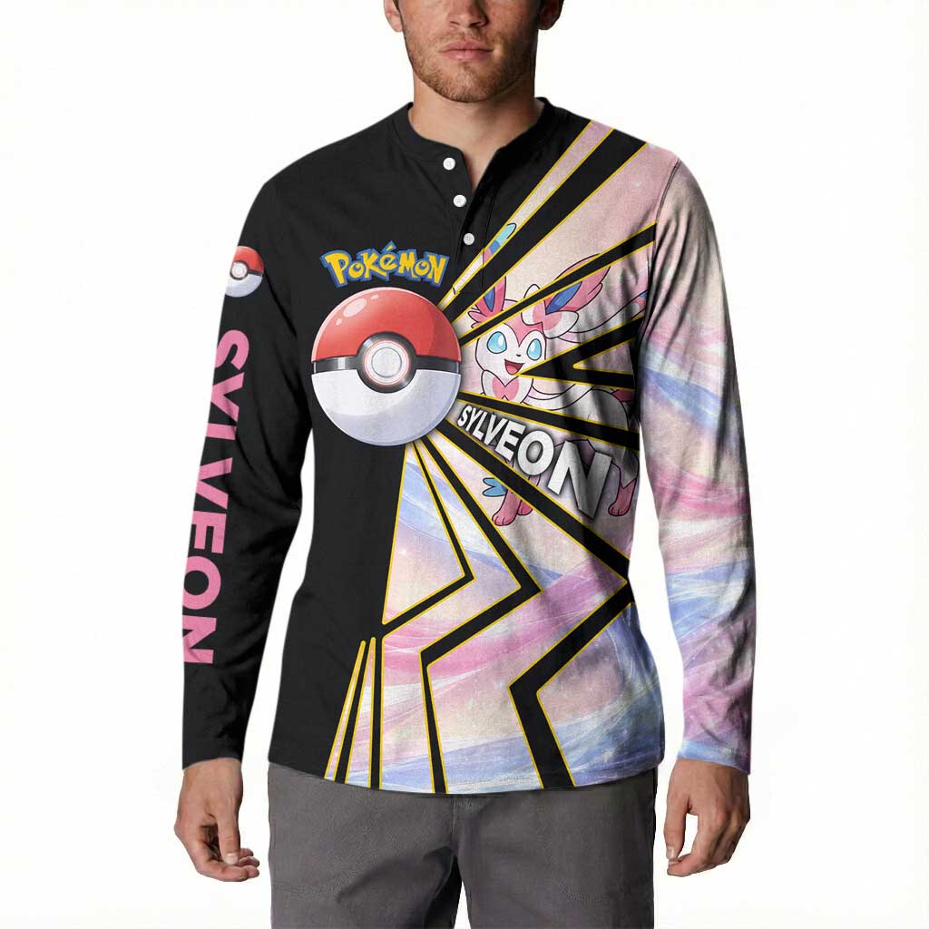 Sylveon Poké Button Sweatshirt Pastel Ribbon Comic Style