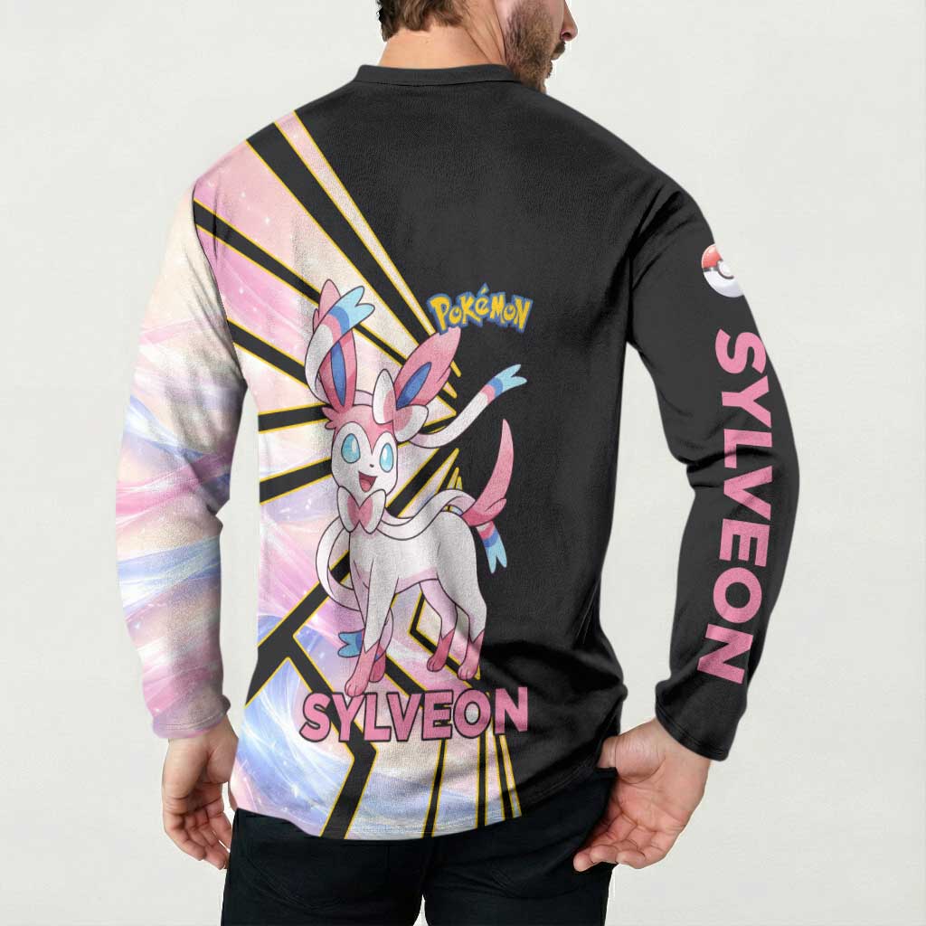Sylveon Poké Button Sweatshirt Pastel Ribbon Comic Style
