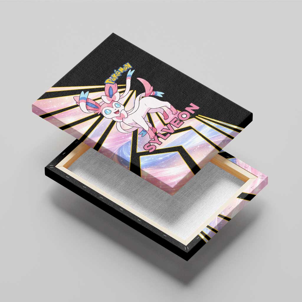Sylveon Poké Canvas Wall Art Pastel Ribbon Comic Style