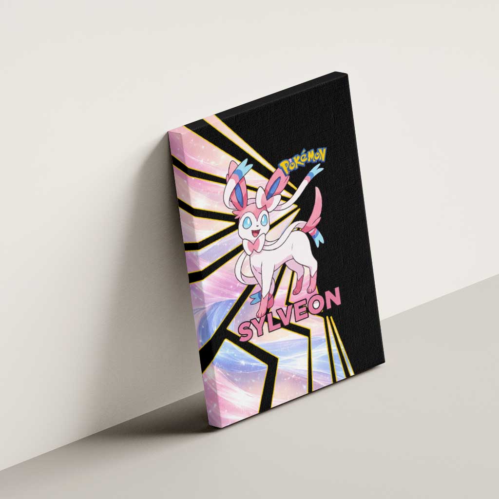 Sylveon Poké Canvas Wall Art Pastel Ribbon Comic Style