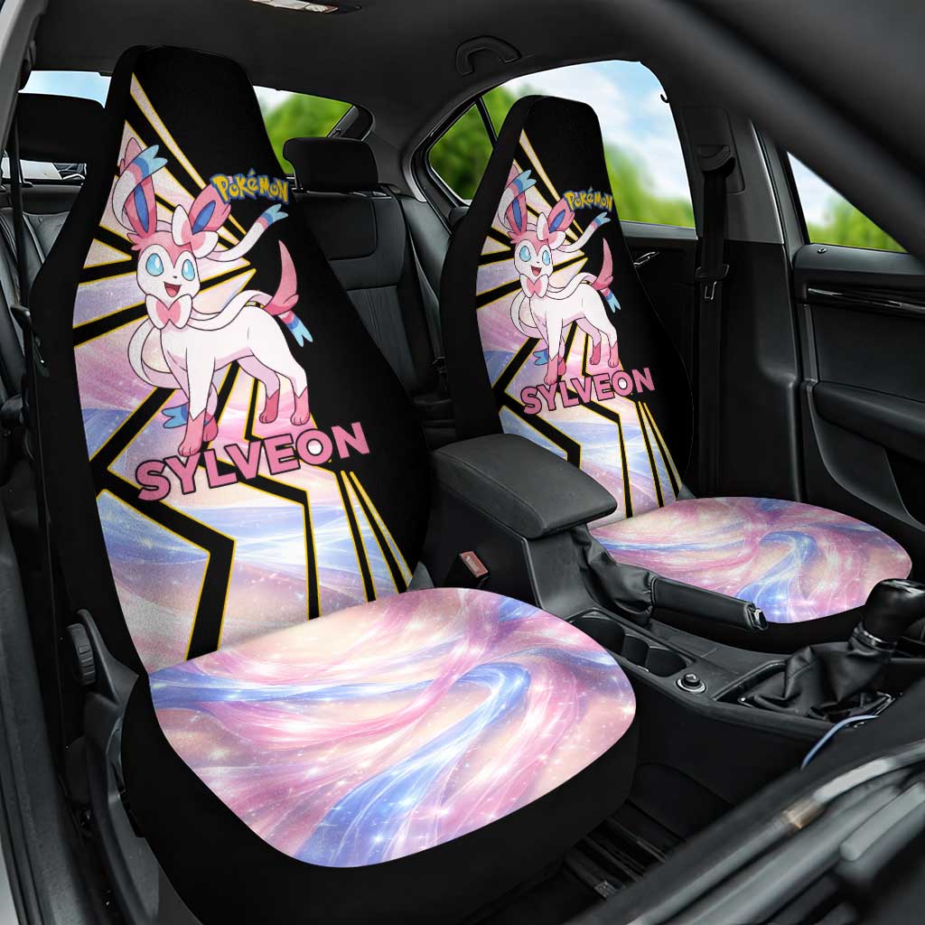Sylveon Poké Car Seat Cover Pastel Ribbon Comic Style