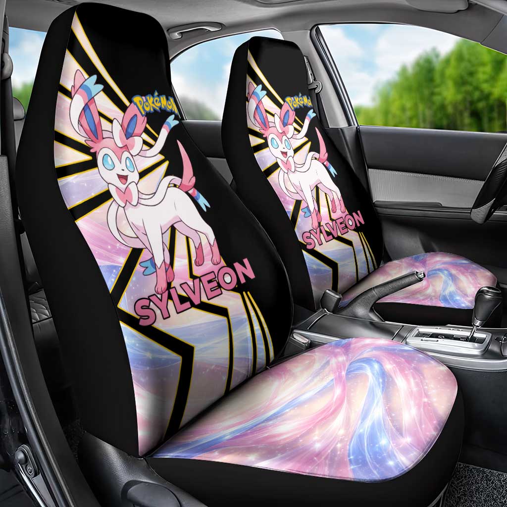 Sylveon Poké Car Seat Cover Pastel Ribbon Comic Style