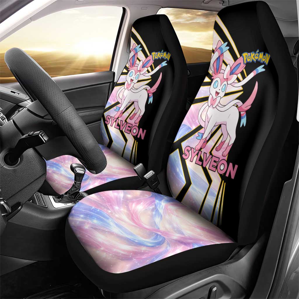 Sylveon Poké Car Seat Cover Pastel Ribbon Comic Style