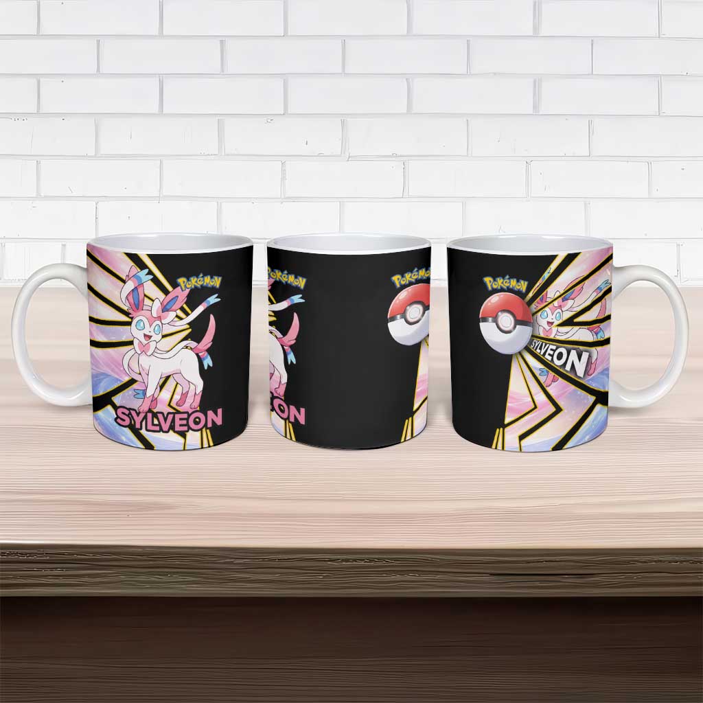 Sylveon Poké Ceramic Mug Pastel Ribbon Comic Style