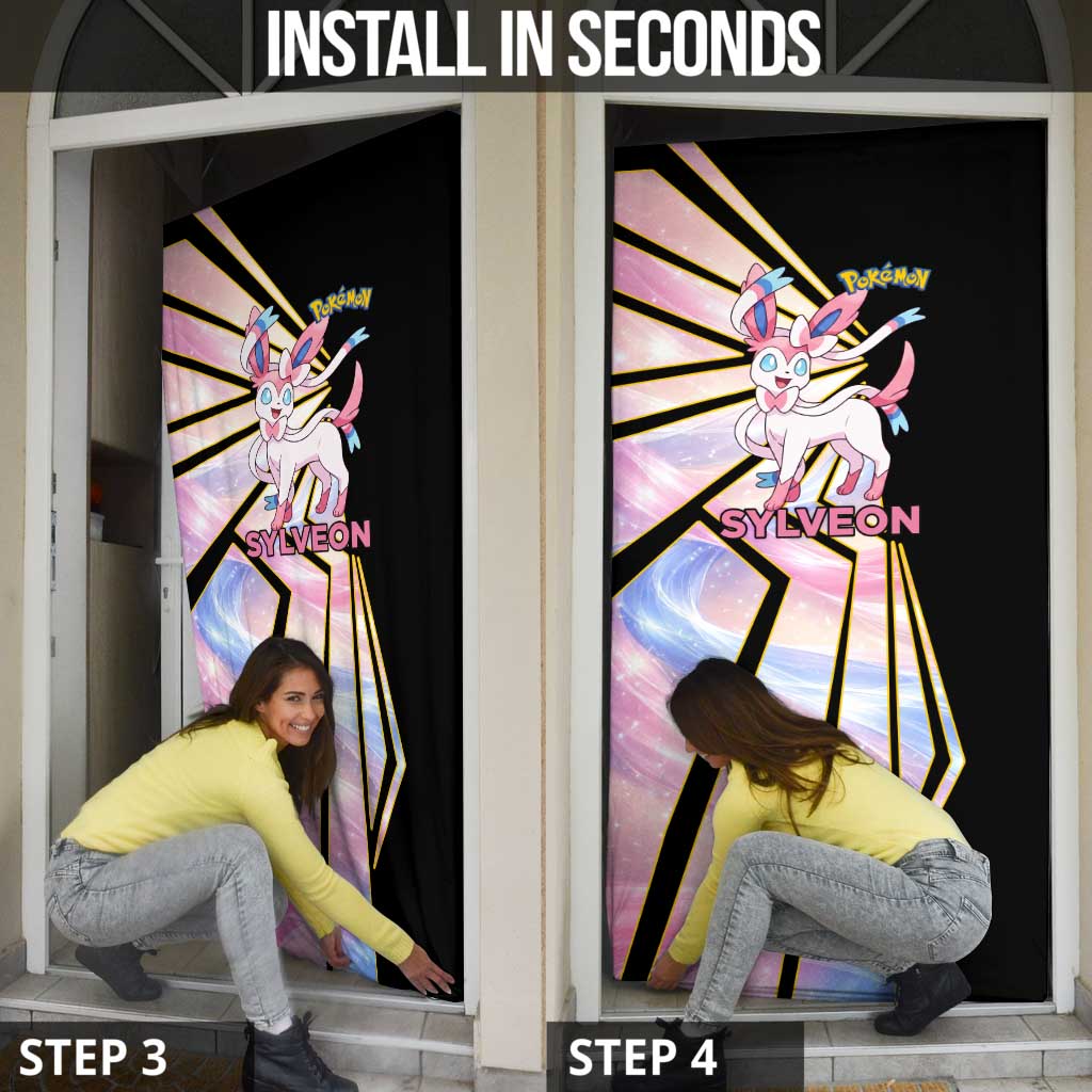 Sylveon Poké Door Cover Pastel Ribbon Comic Style