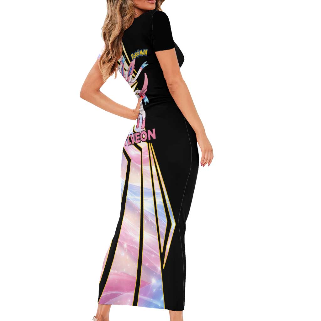 Sylveon Poké Family Matching Short Sleeve Bodycon Dress and Hawaiian Shirt Pastel Ribbon Comic Style