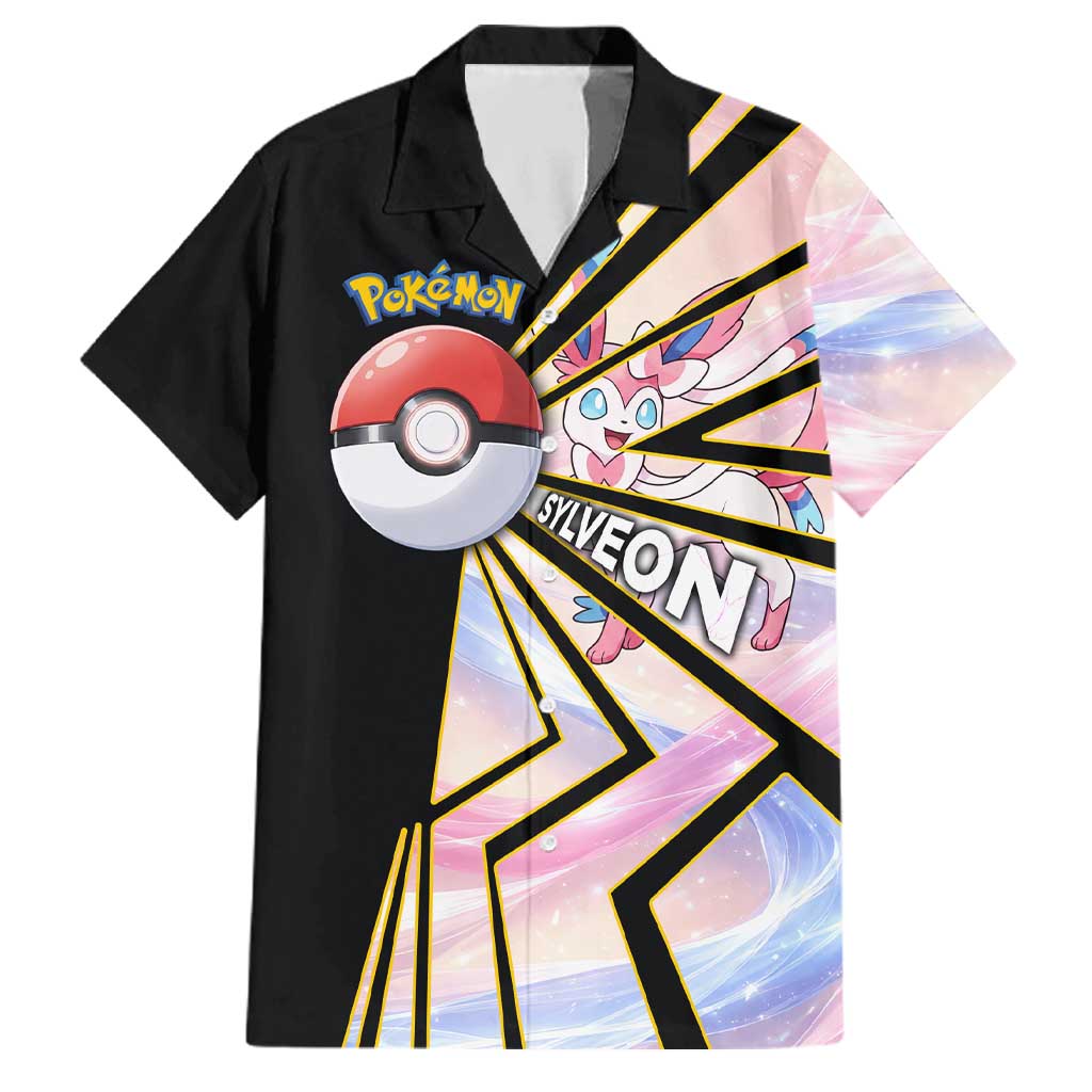 Sylveon Poké Family Matching Summer Maxi Dress and Hawaiian Shirt Pastel Ribbon Comic Style