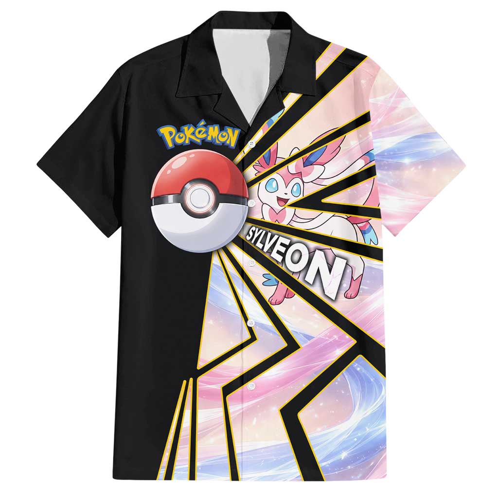 Sylveon Poké Hawaiian Shirt Pastel Ribbon Comic Style