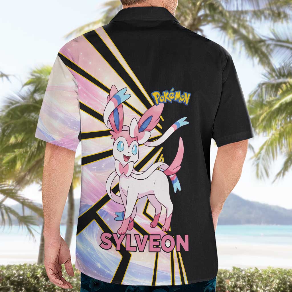 Sylveon Poké Hawaiian Shirt Pastel Ribbon Comic Style