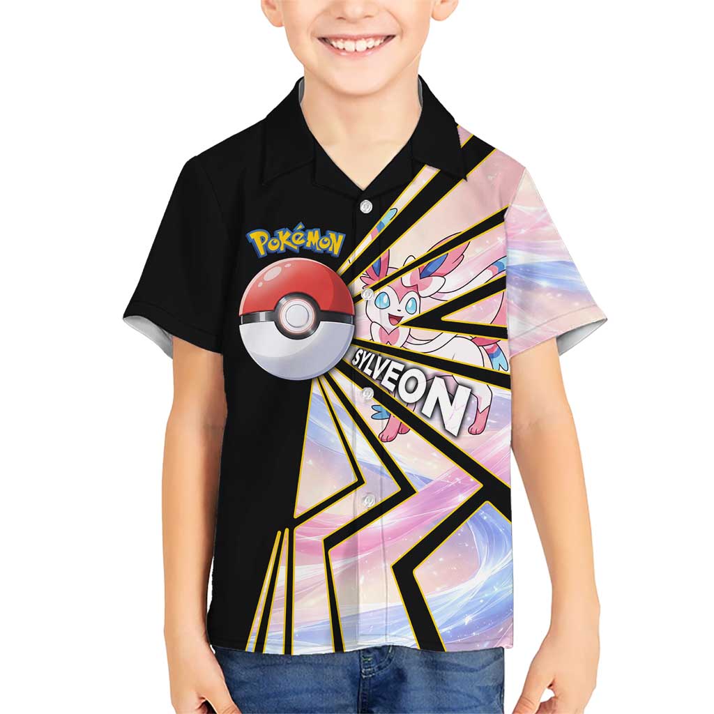 Sylveon Poké Hawaiian Shirt Pastel Ribbon Comic Style