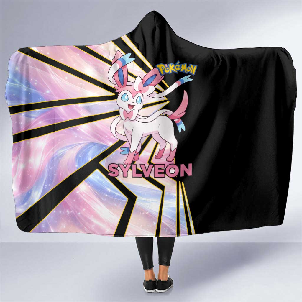 Sylveon Poké Hooded Blanket Pastel Ribbon Comic Style