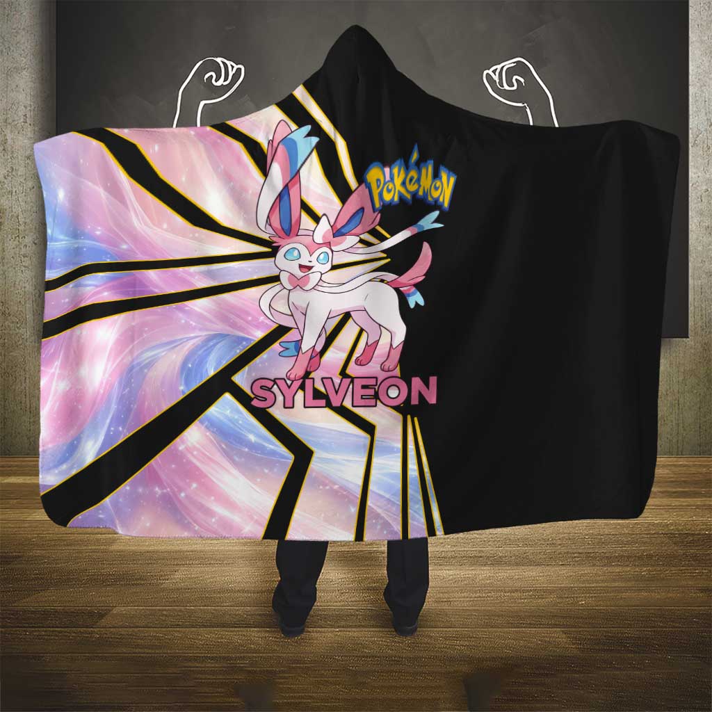 Sylveon Poké Hooded Blanket Pastel Ribbon Comic Style