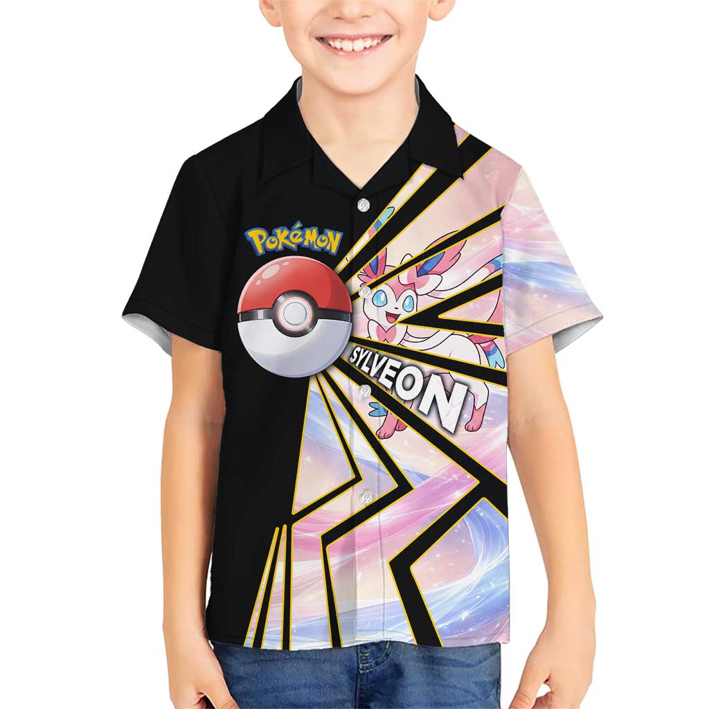 Sylveon Poké Kid Hawaiian Shirt Pastel Ribbon Comic Style