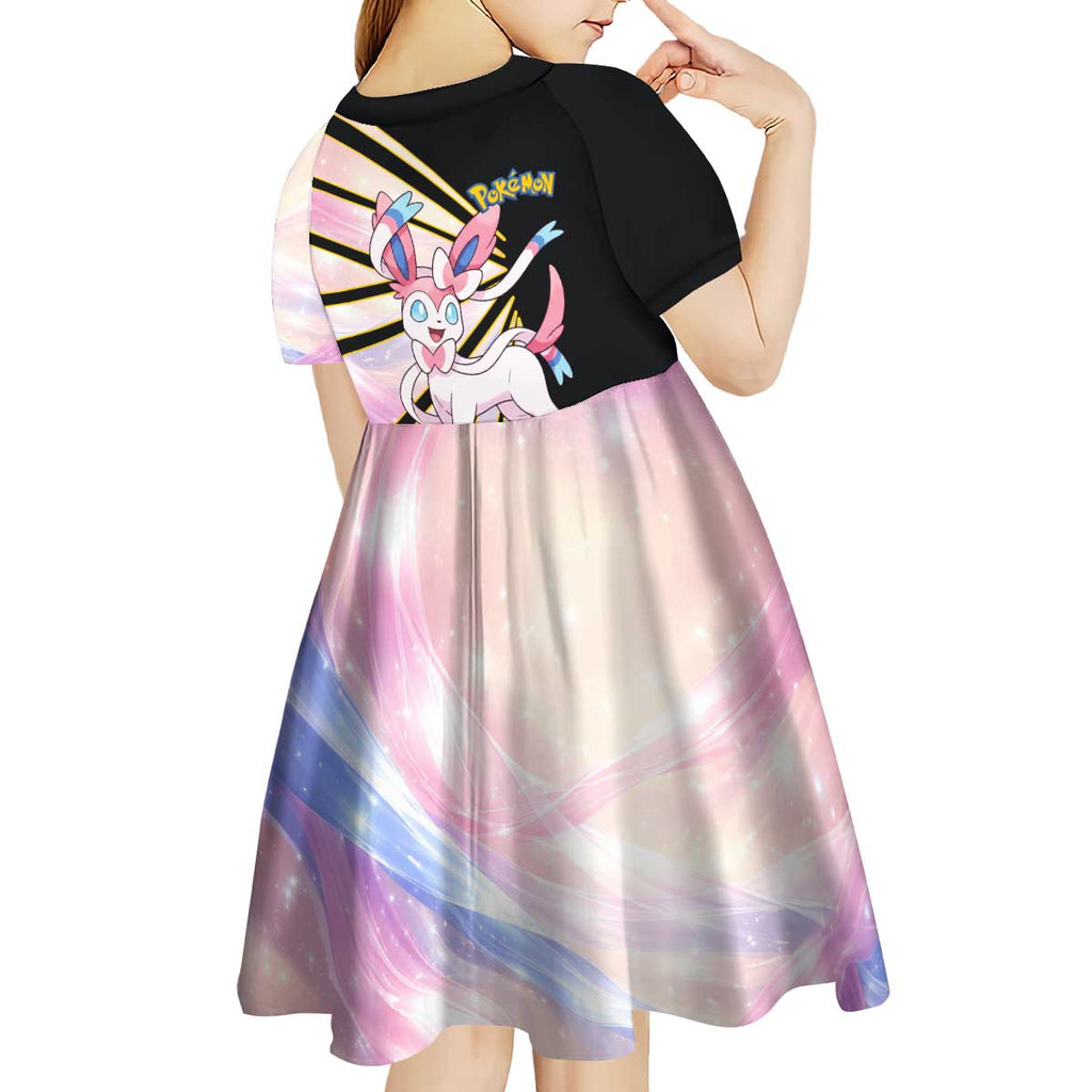 Sylveon Poké Kid Short Sleeve Dress Pastel Ribbon Comic Style