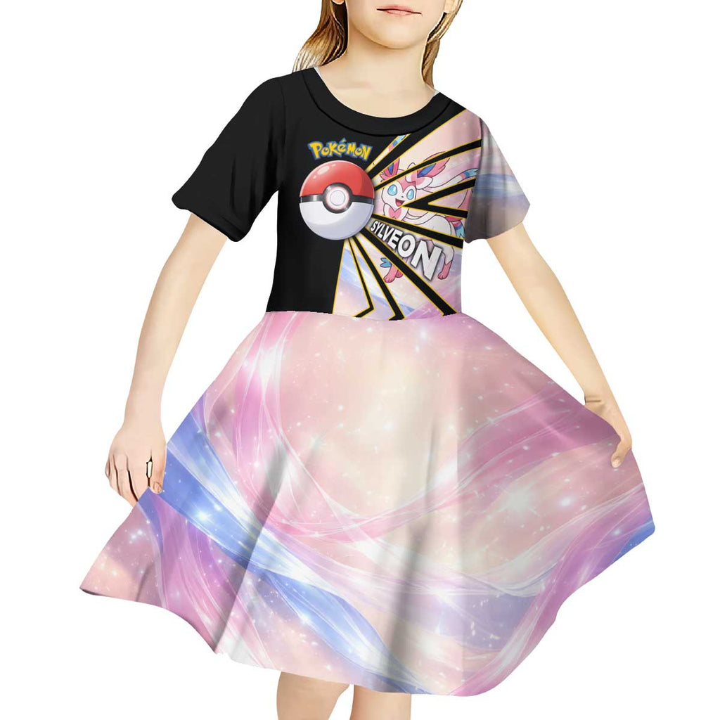 Sylveon Poké Kid Short Sleeve Dress Pastel Ribbon Comic Style
