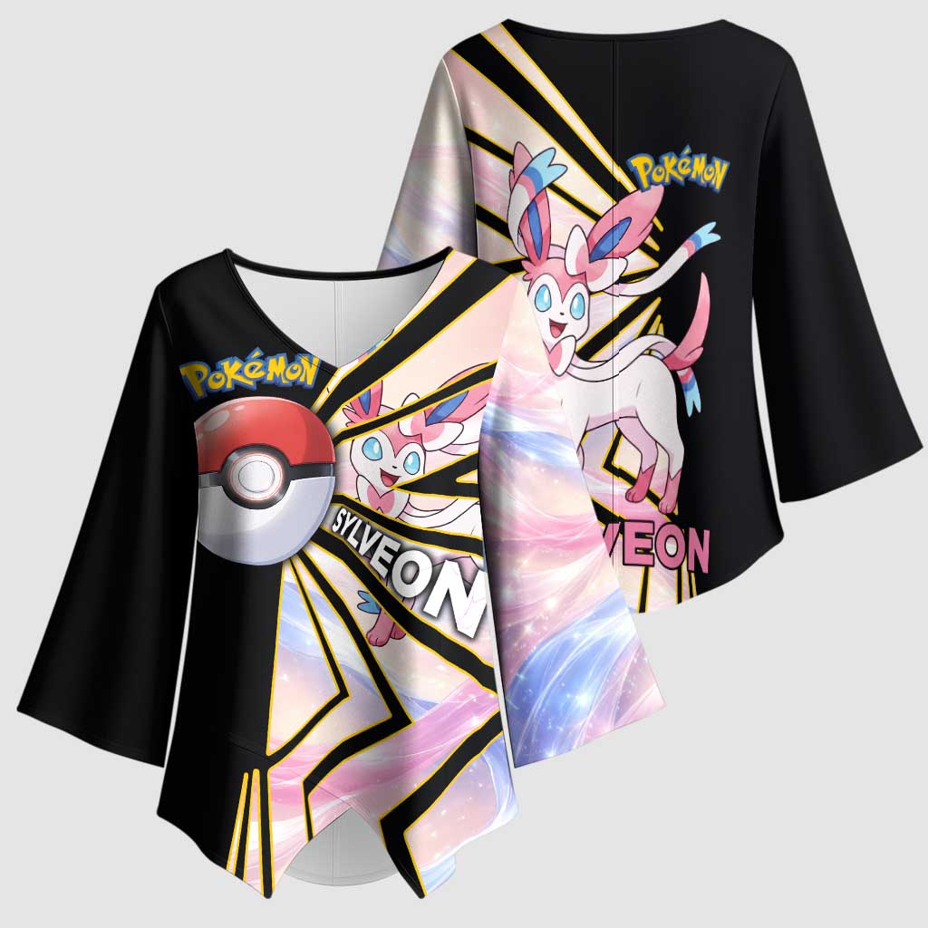 Sylveon Poké Kimono Sleeve Blouse Pastel Ribbon Comic Style