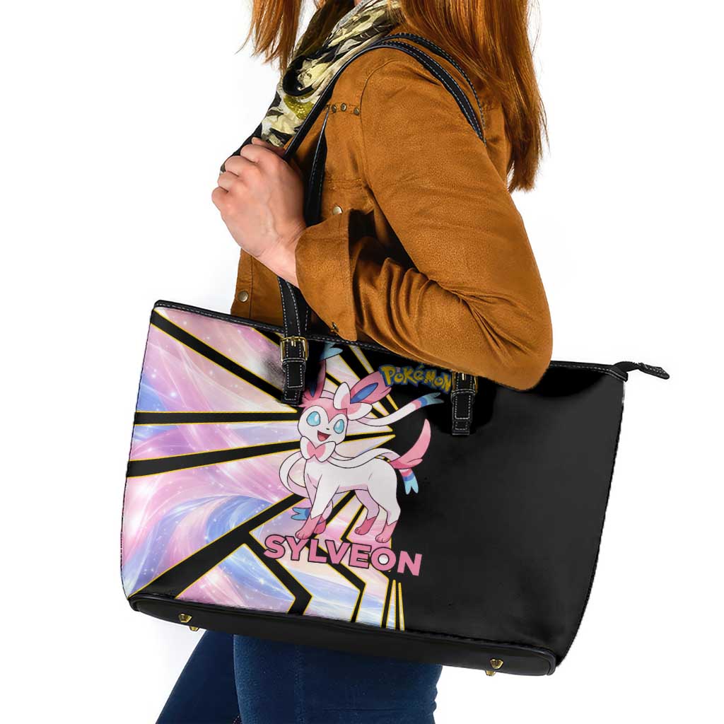 Sylveon Poké Leather Tote Bag Pastel Ribbon Comic Style