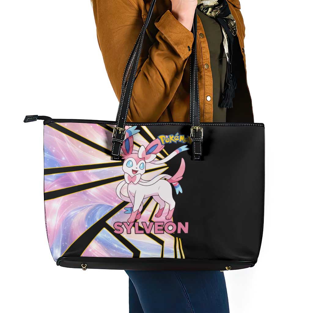 Sylveon Poké Leather Tote Bag Pastel Ribbon Comic Style