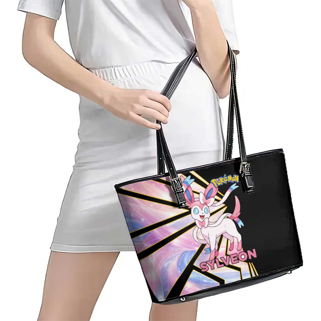 Sylveon Poké Leather Tote Bag Pastel Ribbon Comic Style