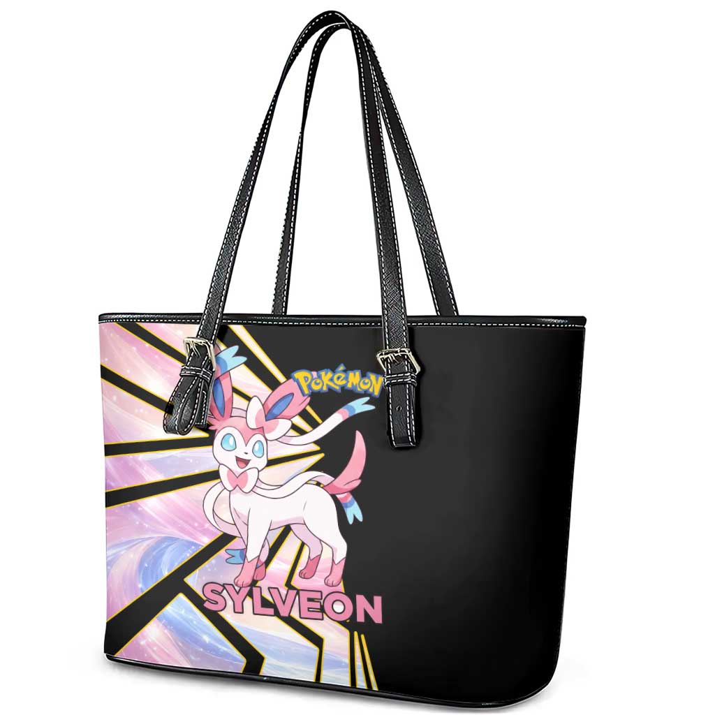 Sylveon Poké Leather Tote Bag Pastel Ribbon Comic Style