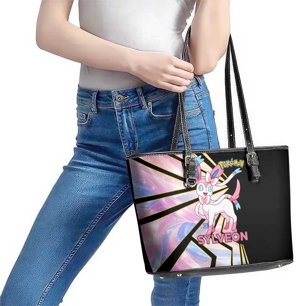 Sylveon Poké Leather Tote Bag Pastel Ribbon Comic Style