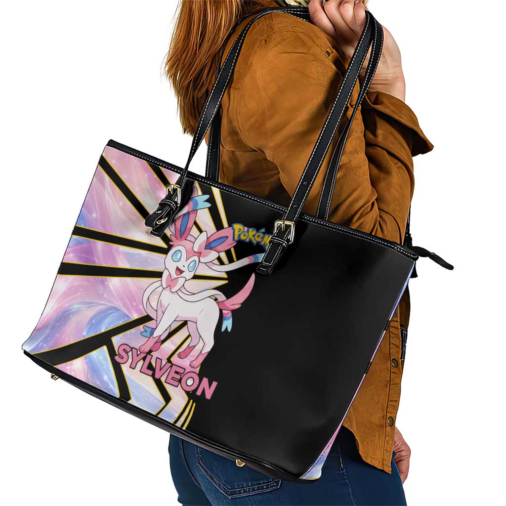 Sylveon Poké Leather Tote Bag Pastel Ribbon Comic Style