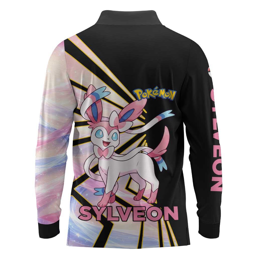 Sylveon Poké Long Sleeve Polo Shirt Pastel Ribbon Comic Style