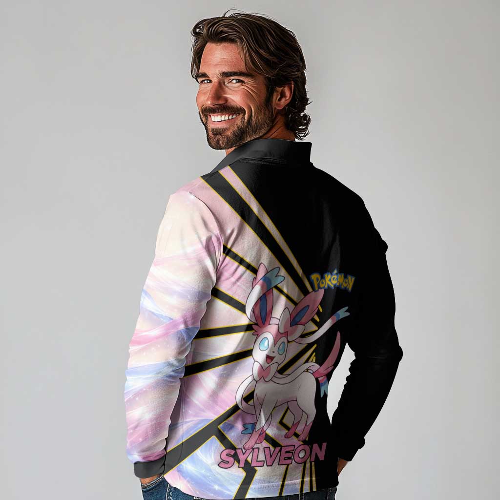 Sylveon Poké Long Sleeve Polo Shirt Pastel Ribbon Comic Style