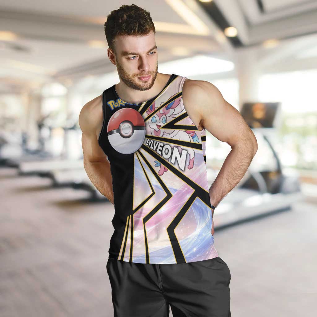 Sylveon Poké Men Tank Top Pastel Ribbon Comic Style