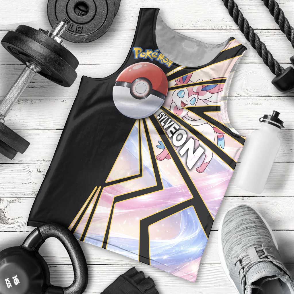 Sylveon Poké Men Tank Top Pastel Ribbon Comic Style