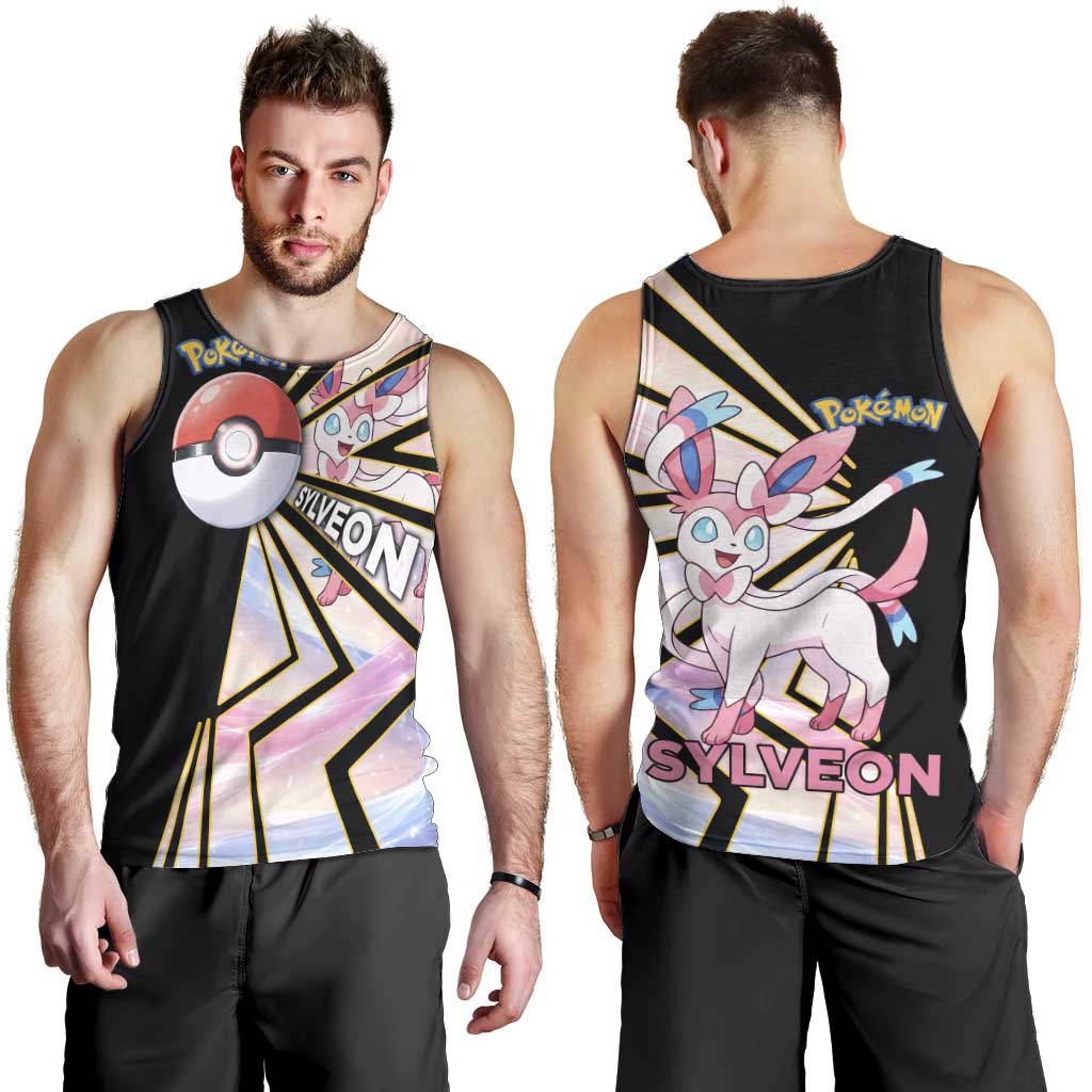 Sylveon Poké Men Tank Top Pastel Ribbon Comic Style
