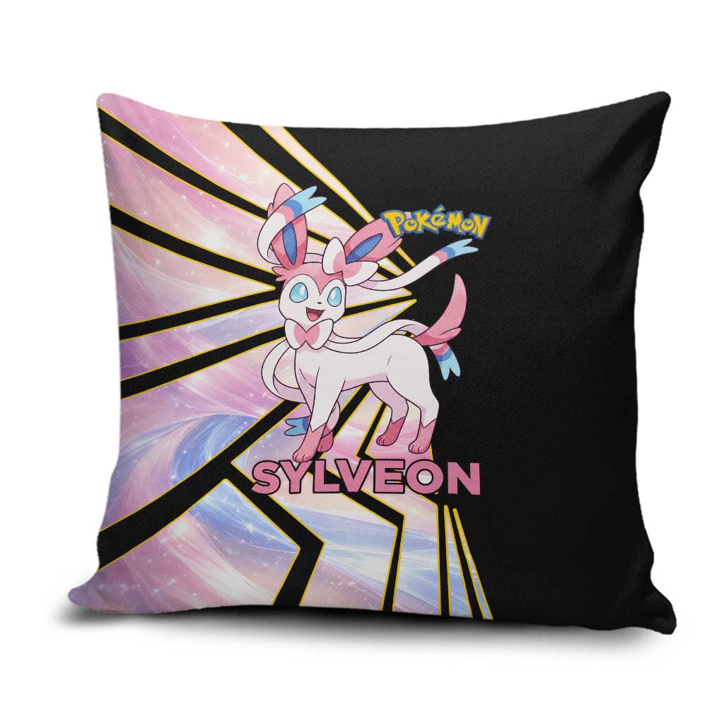 Sylveon Poké Pillow Cover Pastel Ribbon Comic Style