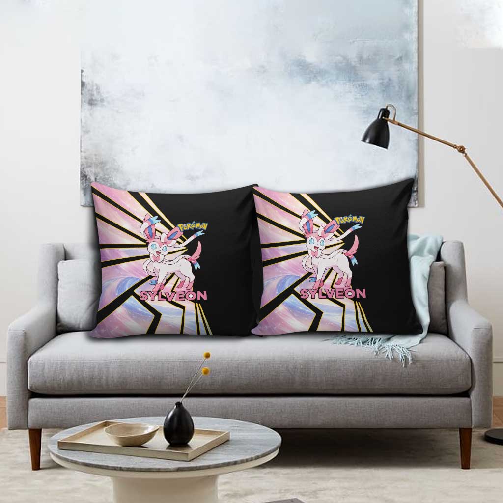 Sylveon Poké Pillow Cover Pastel Ribbon Comic Style