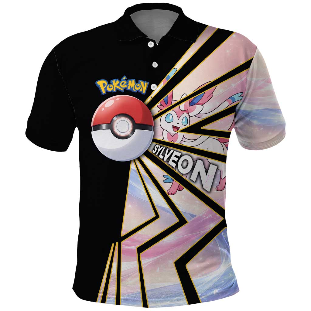 Sylveon Poké Polo Shirt Pastel Ribbon Comic Style