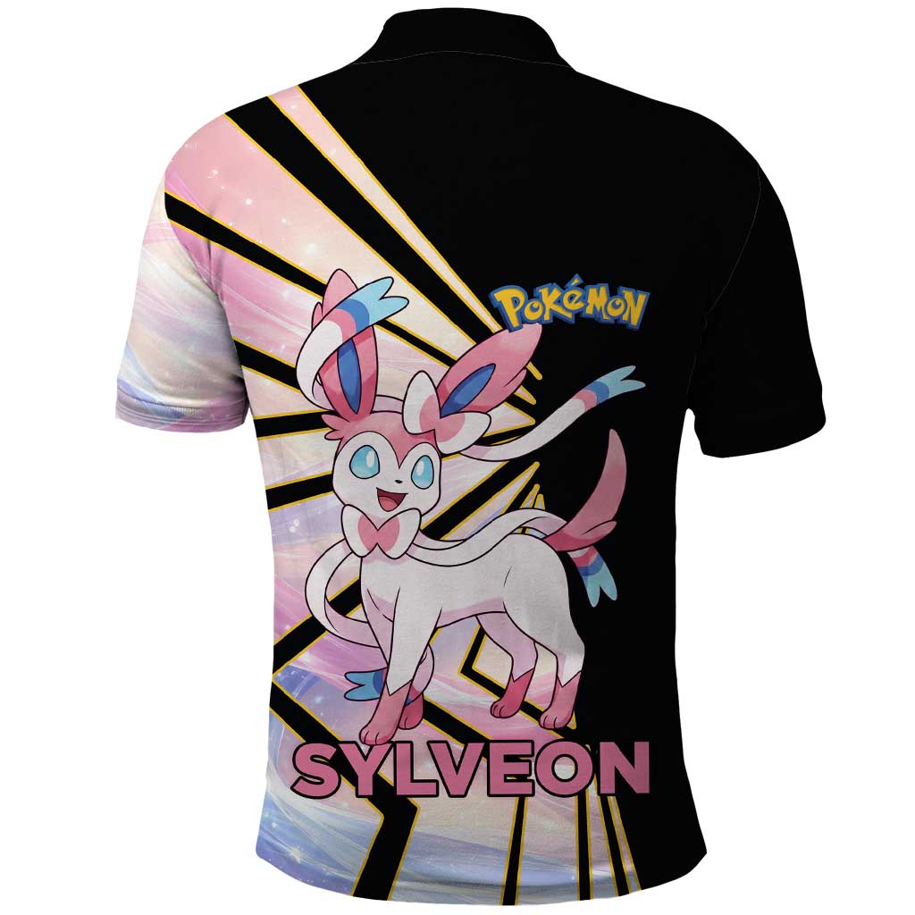 Sylveon Poké Polo Shirt Pastel Ribbon Comic Style