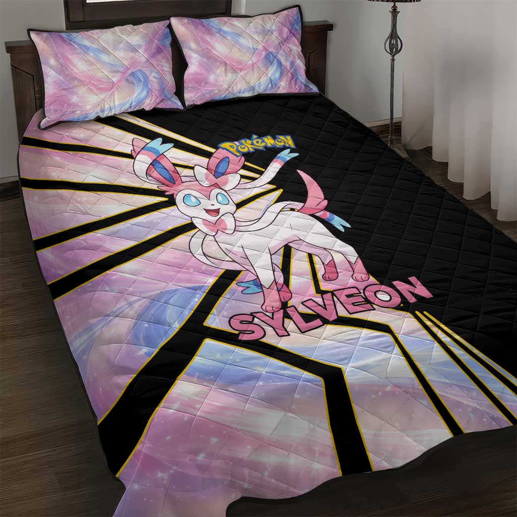 Sylveon Poké Quilt Bed Set Pastel Ribbon Comic Style