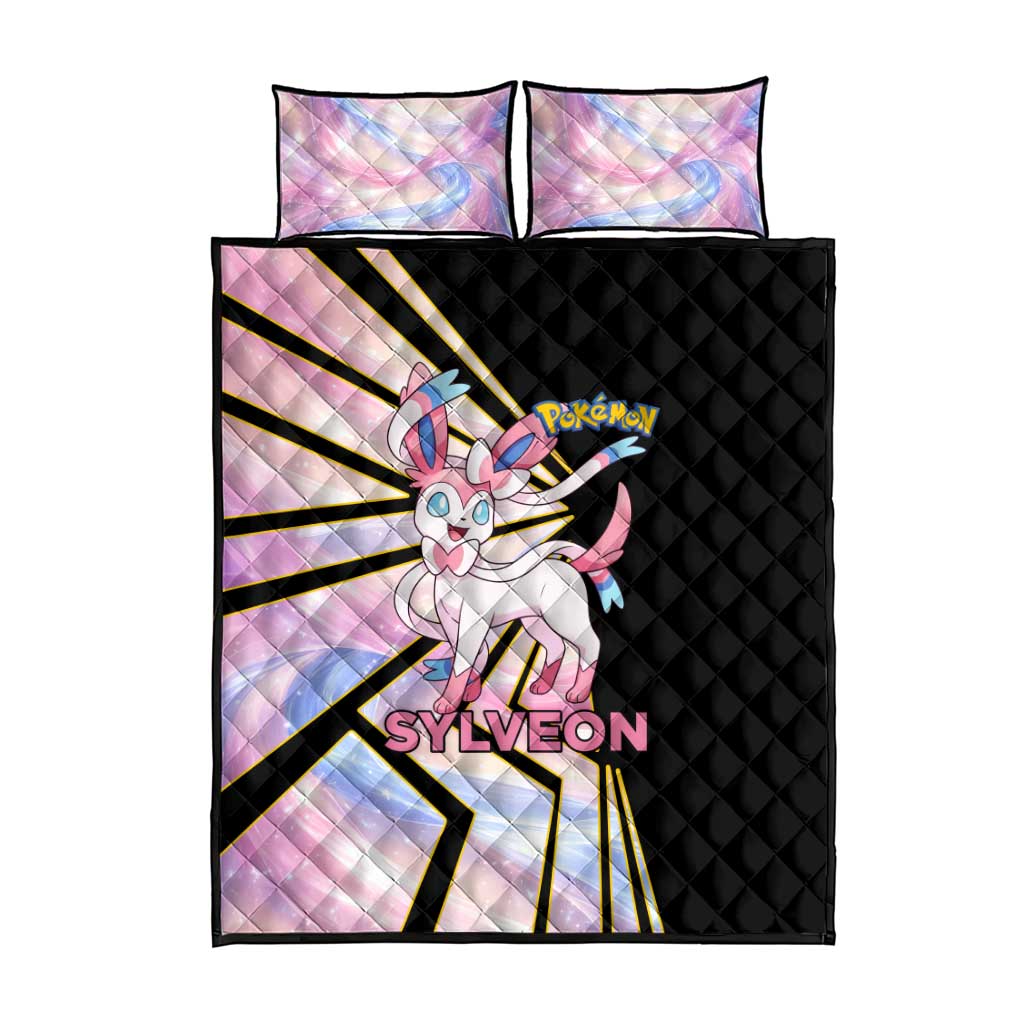 Sylveon Poké Quilt Bed Set Pastel Ribbon Comic Style