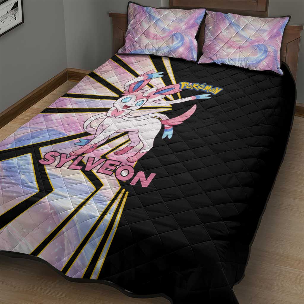 Sylveon Poké Quilt Bed Set Pastel Ribbon Comic Style