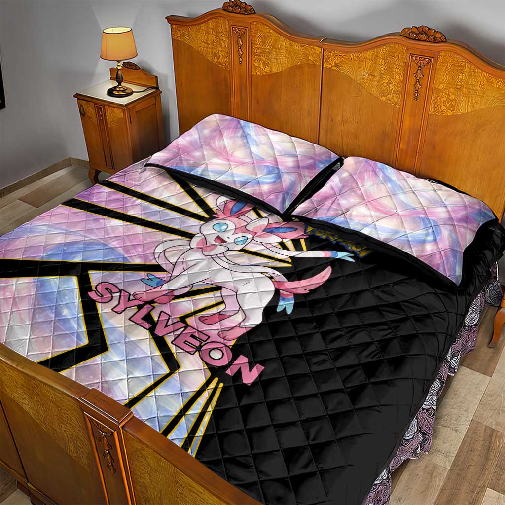 Sylveon Poké Quilt Bed Set Pastel Ribbon Comic Style